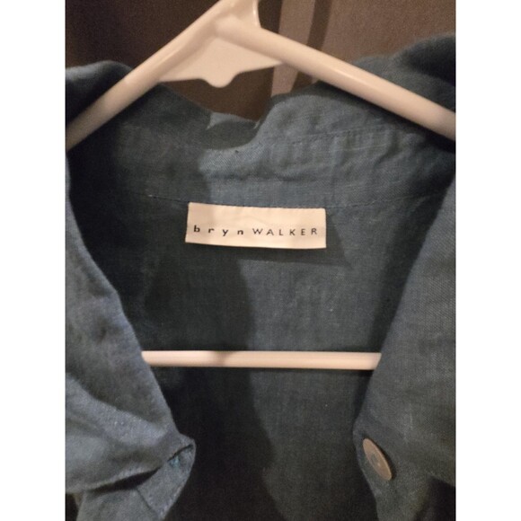Bryn Walker Blue Linen Classic Collar Shirt, Oversized XL or XXL - Picture 6 of 8